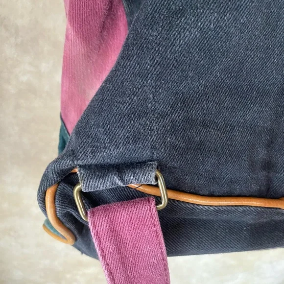 Arizona Jean Company Vintage Multicolor Canvas Backpack with Leather Accents - Picture 8 of 11